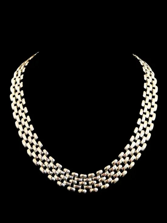 Vintage 80s 7-Row Panther Link Collar Necklace - Heavy Silver Tone 50g - Picture 1 of 7